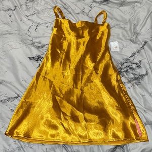 NWT UO Gold Metallic Tie Back Dress with Slit